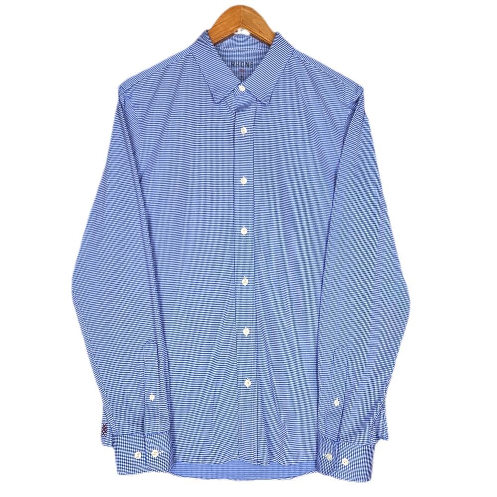 RHONE PERFORMANCE BUTTON‑DOWN LONG-SLEEVE SHIRT – BLUE/WHITE CHECK – MEN’S M